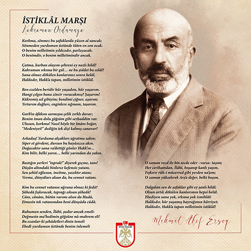 Sivas Valisi Yılmaz Şimşek’in İstiklal Marşı'nın Kabulünün 103. Yılı ve Mehmet Akif Ersoy'u Anma Günü Nedeniyle Yayınladığı Mesajı